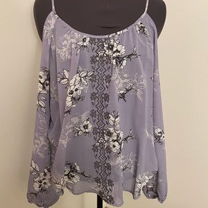 Lavender Floral Cold Shoulder Blouse